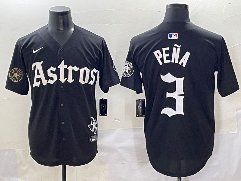 Men 2025 Houston Astros #3 Pena Black Five generations Joint Name Nike MLB Jersey style 20